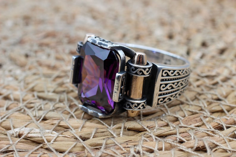 Amethyst Silver ring-Viking