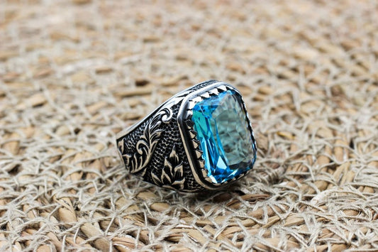 Aquamarine Silver ring-Sea Flower