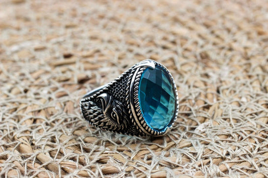 Aquamarine Silver ring-SkyHunter