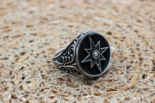 Onyx Silver ring-Silver Star