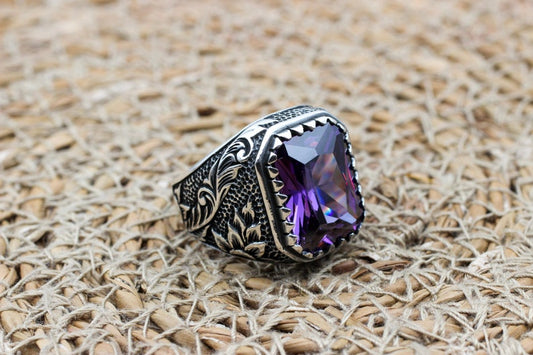 Amethyst Silver ring-Purple Garden