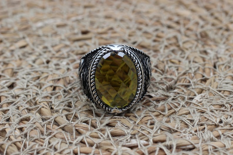 Peridot  Silver ring for Men-Skyhunter