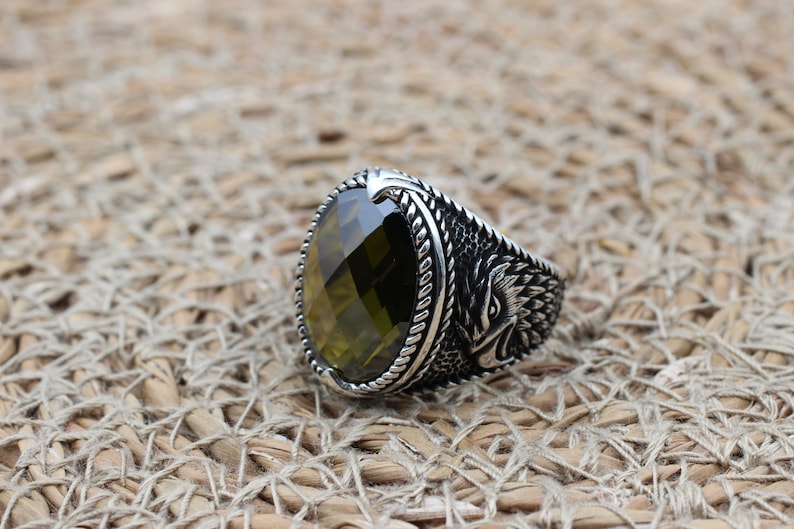 Peridot  Silver ring for Men-Skyhunter