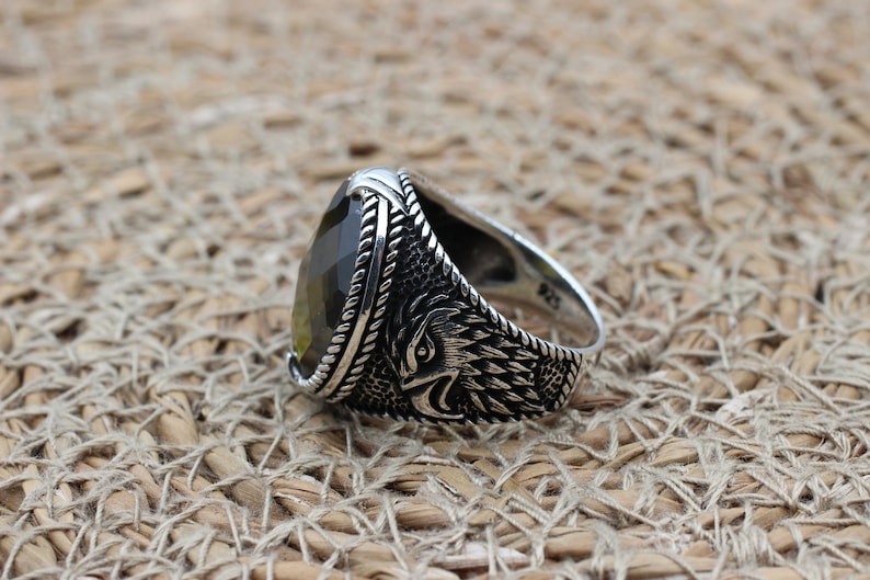 Peridot  Silver ring for Men-Skyhunter