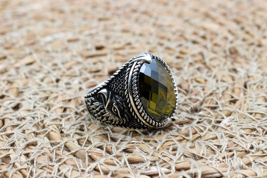 Peridot  Silver ring for Men-Skyhunter