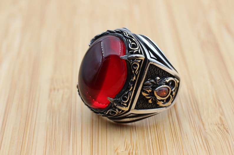 Ruby Silver Ring-Flame Stone