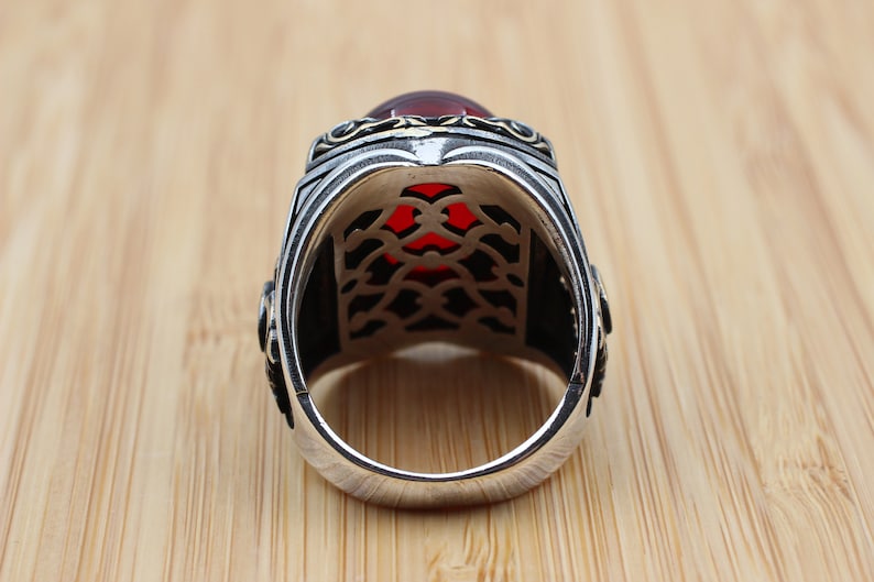 Ruby Silver Ring-Flame Stone