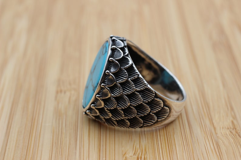 Turquoise Silver ring for Men Renewal