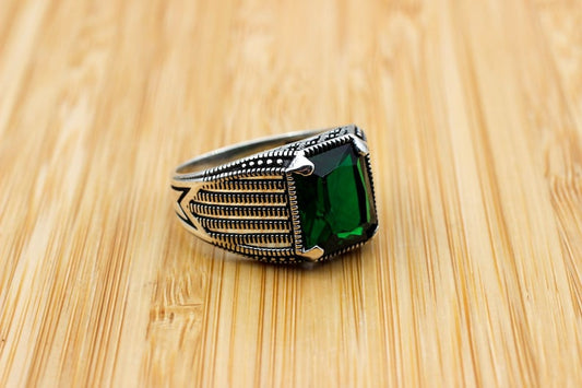 Emerald Silver ring-Silver Green