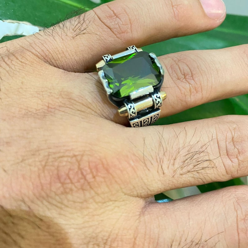 Peridot  Silver ring for Men-Turkish