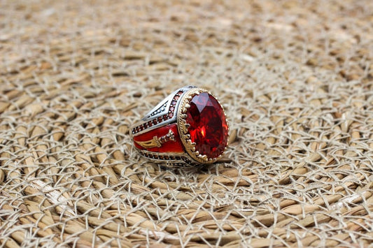 Ruby Silver ring-Red Blade