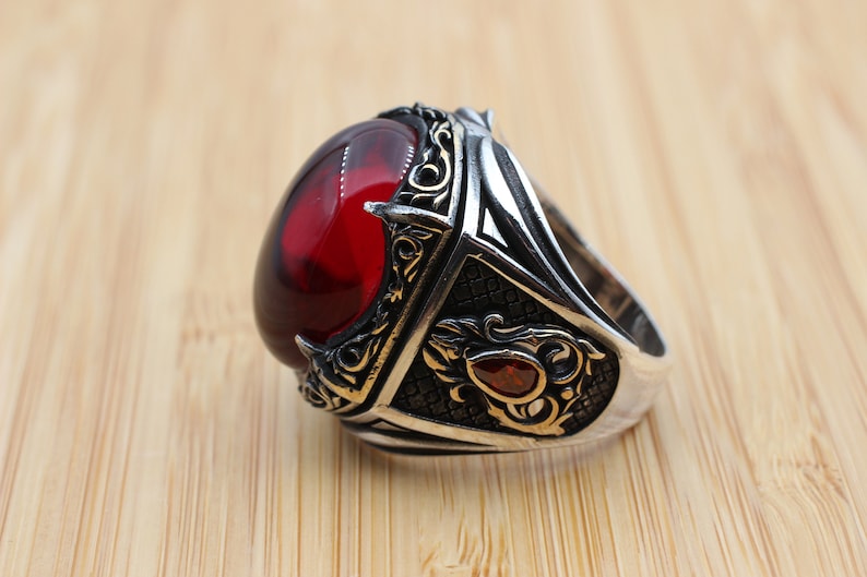 Ruby Silver Ring-Flame Stone