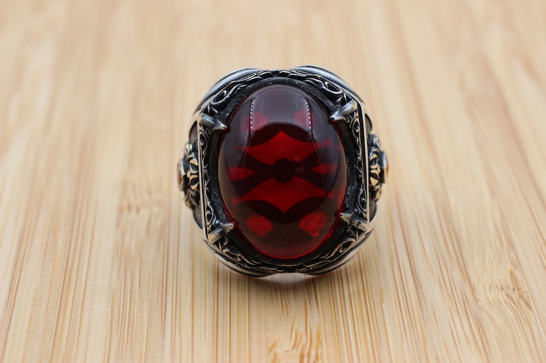 Ruby Silver Ring-Flame Stone