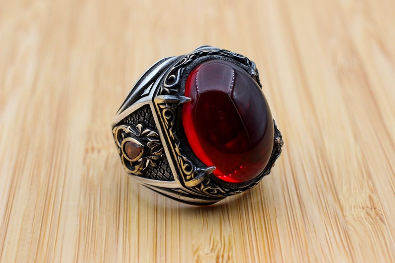 Ruby Silver Ring-Flame Stone