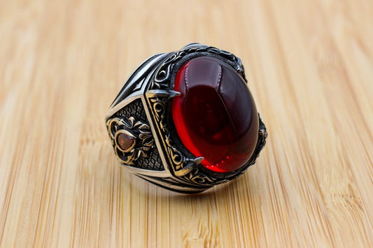 Ruby Silver Ring-Flame Stone