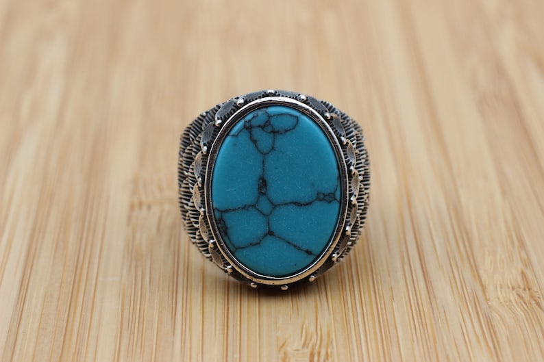 Turquoise Silver ring for Men Renewal