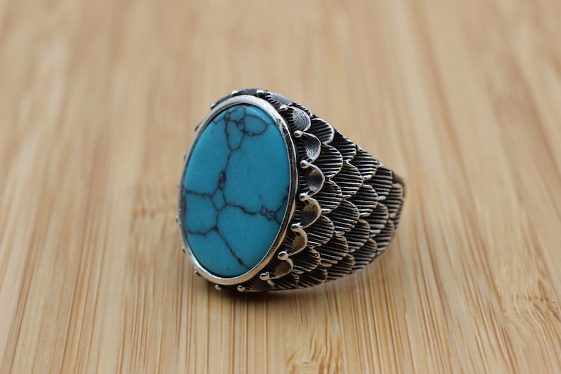 Turquoise Silver ring for Men Renewal