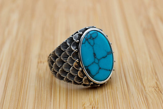 Turquoise Silver ring for Men Renewal