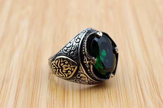 Emerald Silver ring-Evergreen