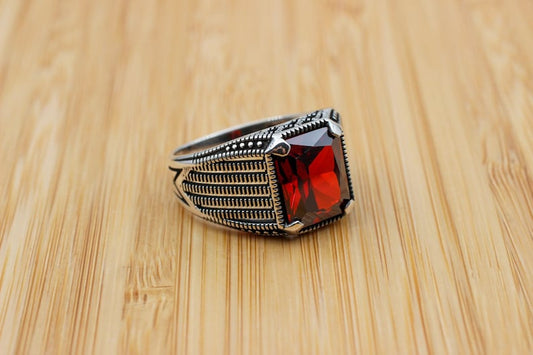 Ruby Silver Ring-Hot Stone