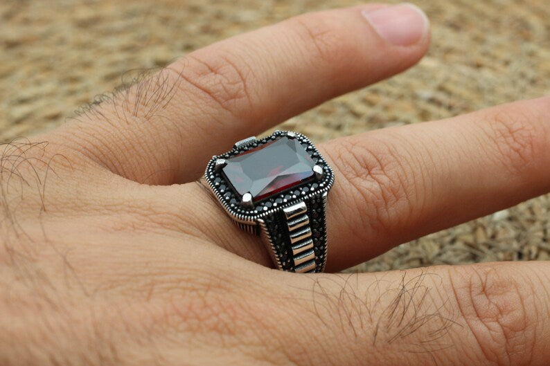 Ruby Silver Ring-Arabian Prince