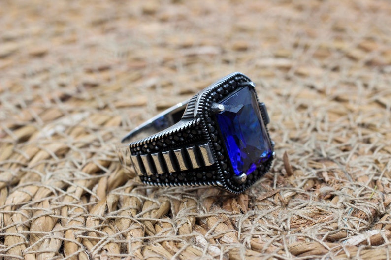 Sapphire Ring Silver-Gentlemen