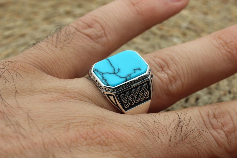 Turquoise Silver ring for Men Standard