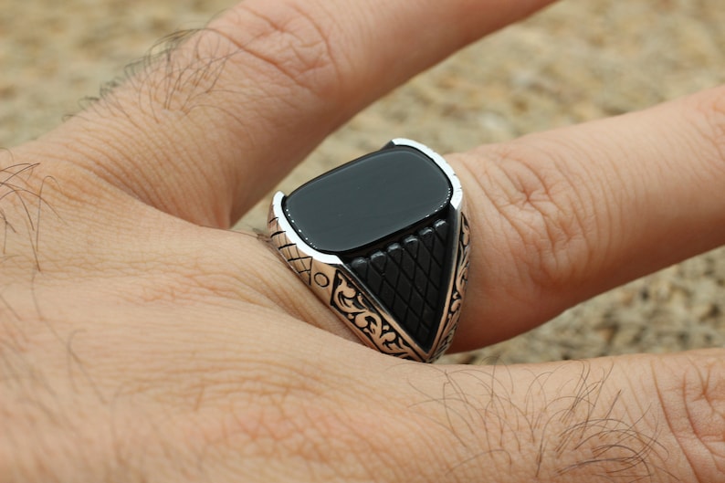 Onyx Silver ring-Modern art