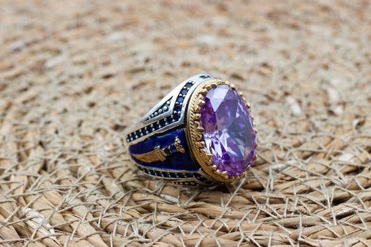 Amethyst Silver ring-Purple Dagger