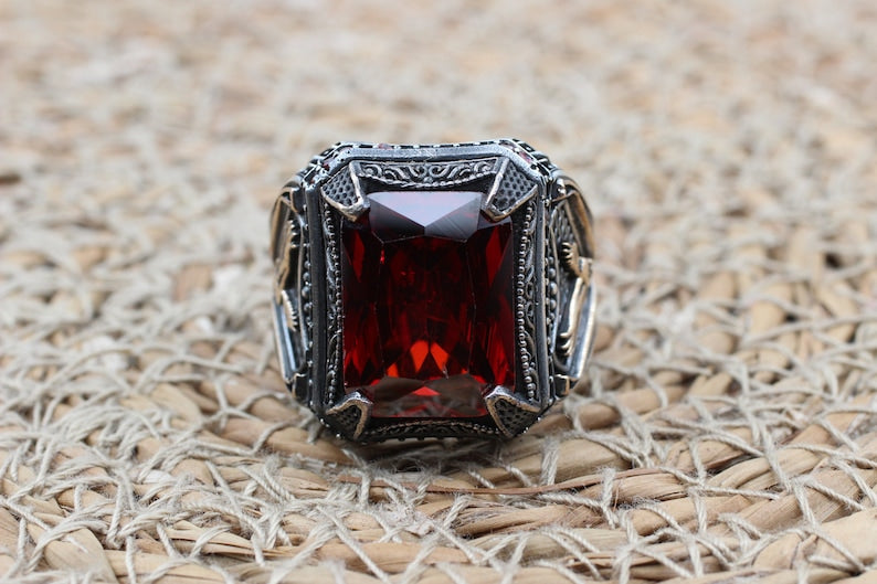 Ruby Silver Ring-Hunter