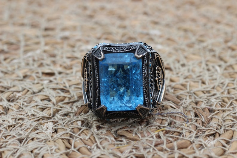 Aquamarine Silver ring-Royal Seal