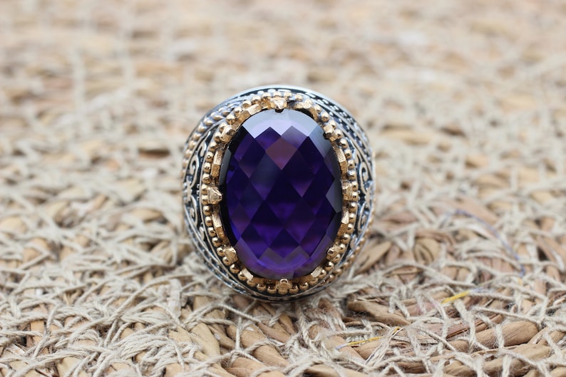 Amethyst Silver ring-Mystic Bloom