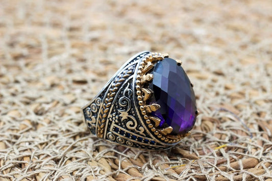 Amethyst Silver ring-Mystic Bloom