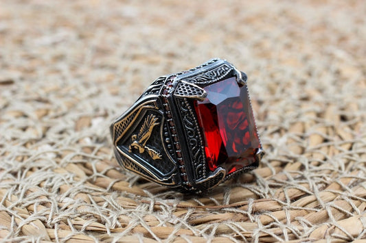 Ruby Silver Ring-Hunter