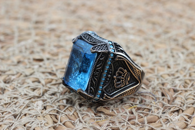 Aquamarine Silver ring-Royal Seal