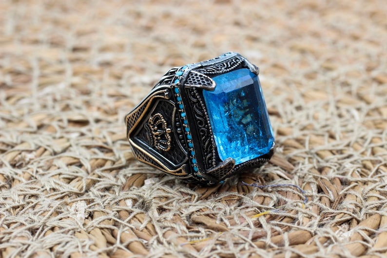 Aquamarine Silver ring-Royal Seal