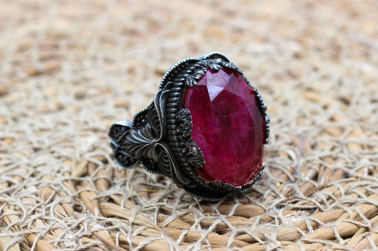 Ruby Silver Ring-Wild Rose