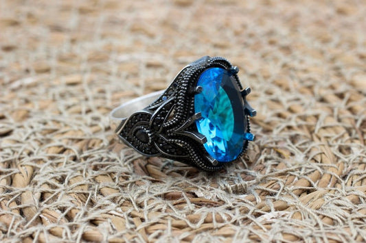 Aquamarine Silver ring-OpenSkies