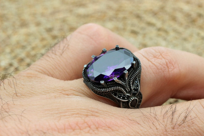 Amethyst Silver ring-Clear Mind