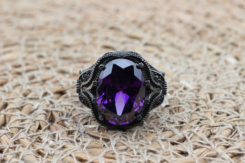 Amethyst Silver ring-Clear Mind