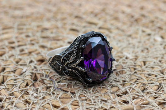 Amethyst Silver ring-Clear Mind