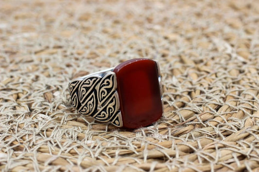 Aqeeq Silver ring for Men Ottoman