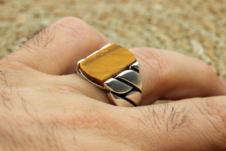 Tiger eye Silver ring for Men Ottoman