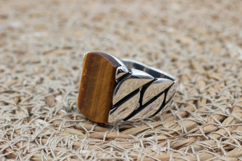 Tiger eye Silver ring for Men Ottoman