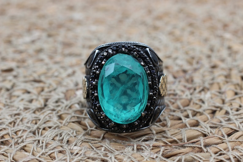 Tourmaline Ring Silver-Blue Wave