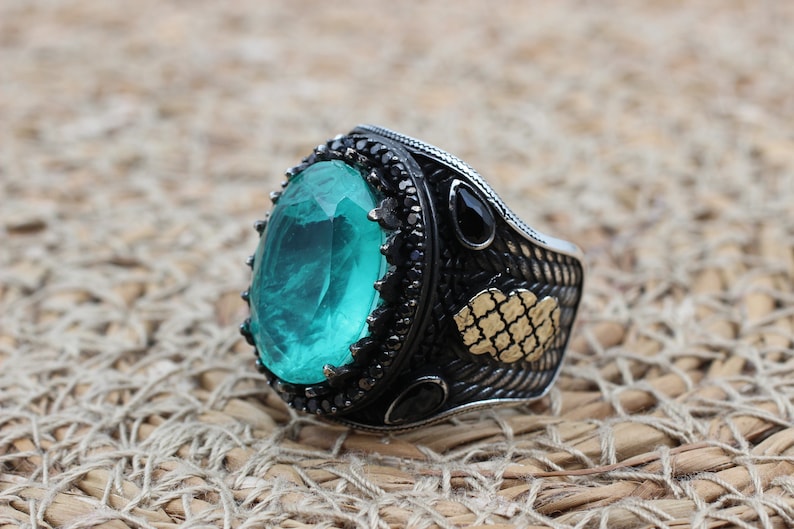 Tourmaline Ring Silver-Blue Wave