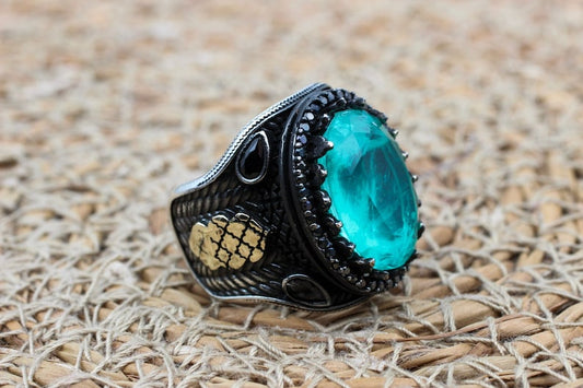 Tourmaline Ring Silver-Blue Wave