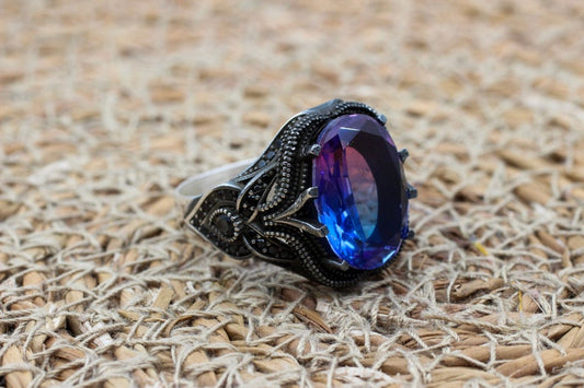 Tourmaline Silver Ring-Magic Tide