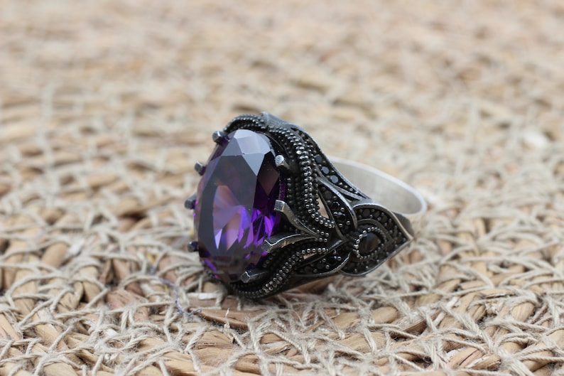 Amethyst Silver ring-Clear Mind