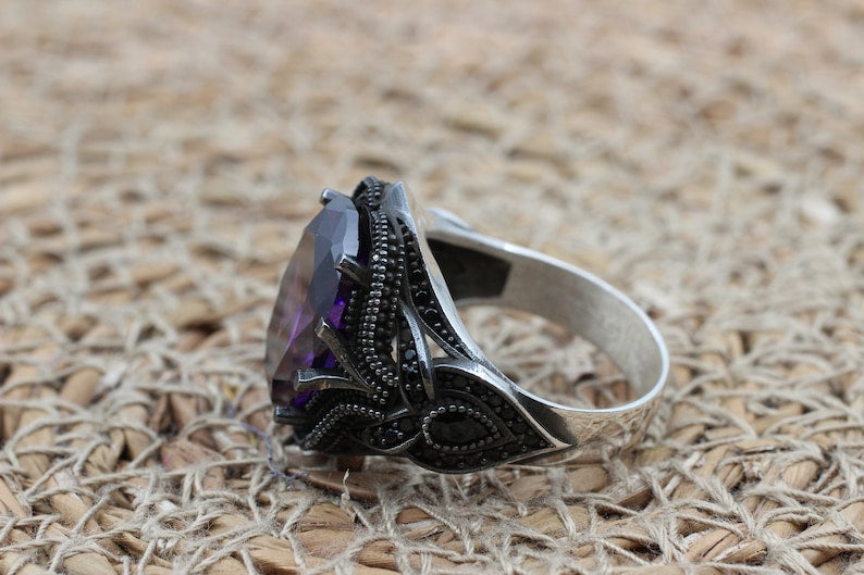 Amethyst Silver ring-Clear Mind